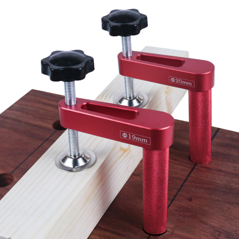 2pcs Dog Hole Clamp 19mm / 20mm Woodworking Bench Stop Bench Dog Clamp Aluminum Alloy Desktop Fixed