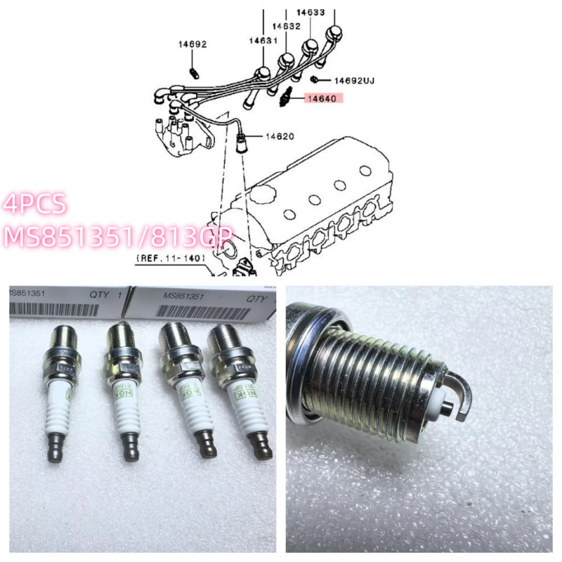 4PCS 4G64 Spark Plug Fit For Pajero Montero V11W V31W N31W PA3W MS851351 816GP