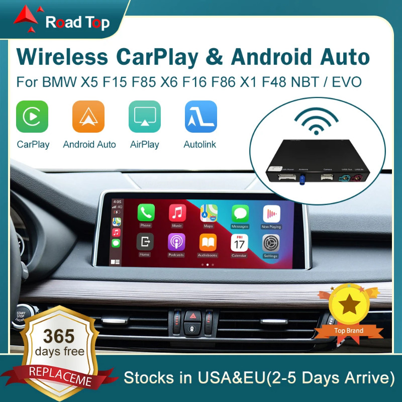Wireless CarPlay RoadTop for BMW X5 F15 F85 X6 F16 F86 2014-2020 X1 F48 2016-2020 with Android Auto
