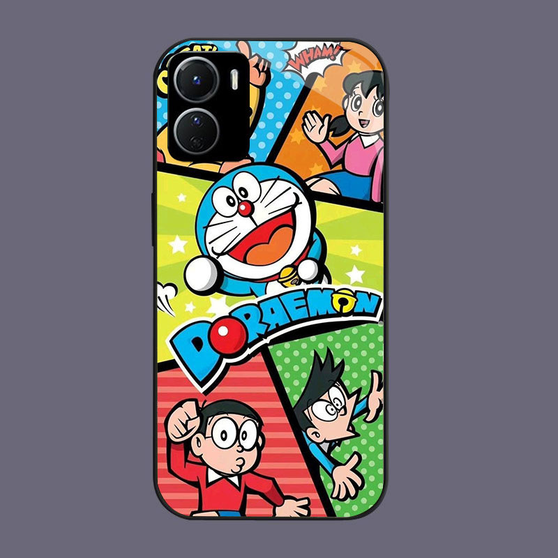 DJ-19 Doraemon Casing GLASS soft frame สีดํา VIVO iQOO Y16 Z9X Y17S Y15S Y15A Y56 Y36i Y01 Y36 U5X Y