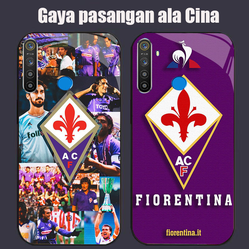 DK-52 AC Fiorentina Casing GLASS soft frame สีดํา OPPO Realme Narzo Reno F27 20 C65 3 5i 5 20A 7 3i 