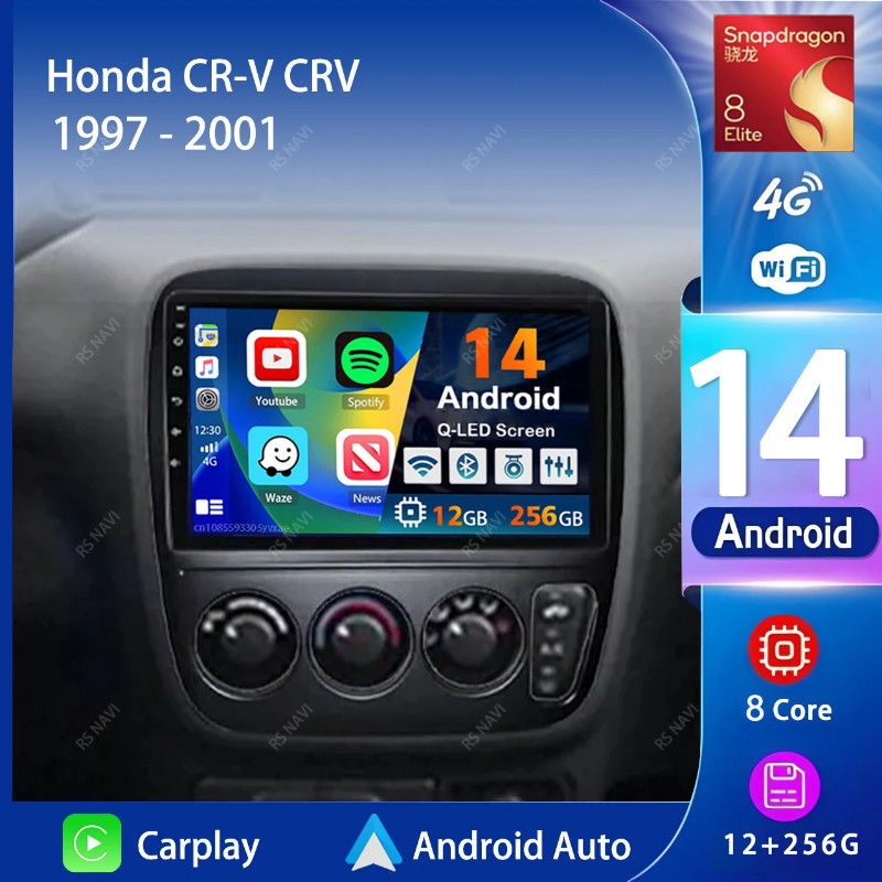 Android 14 Carplay Auto 2K Screen Car Radio Multimedia Player For Honda CR-V CRV 1997 - 2001 Autora
