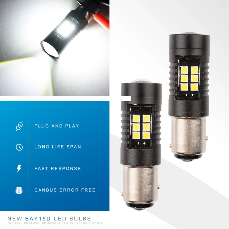 2PCS LED P21/5W BAY15D 1157 Stop brake up light for FORD MONDEO IV S-MAX  TRANSIT Bus Canbus