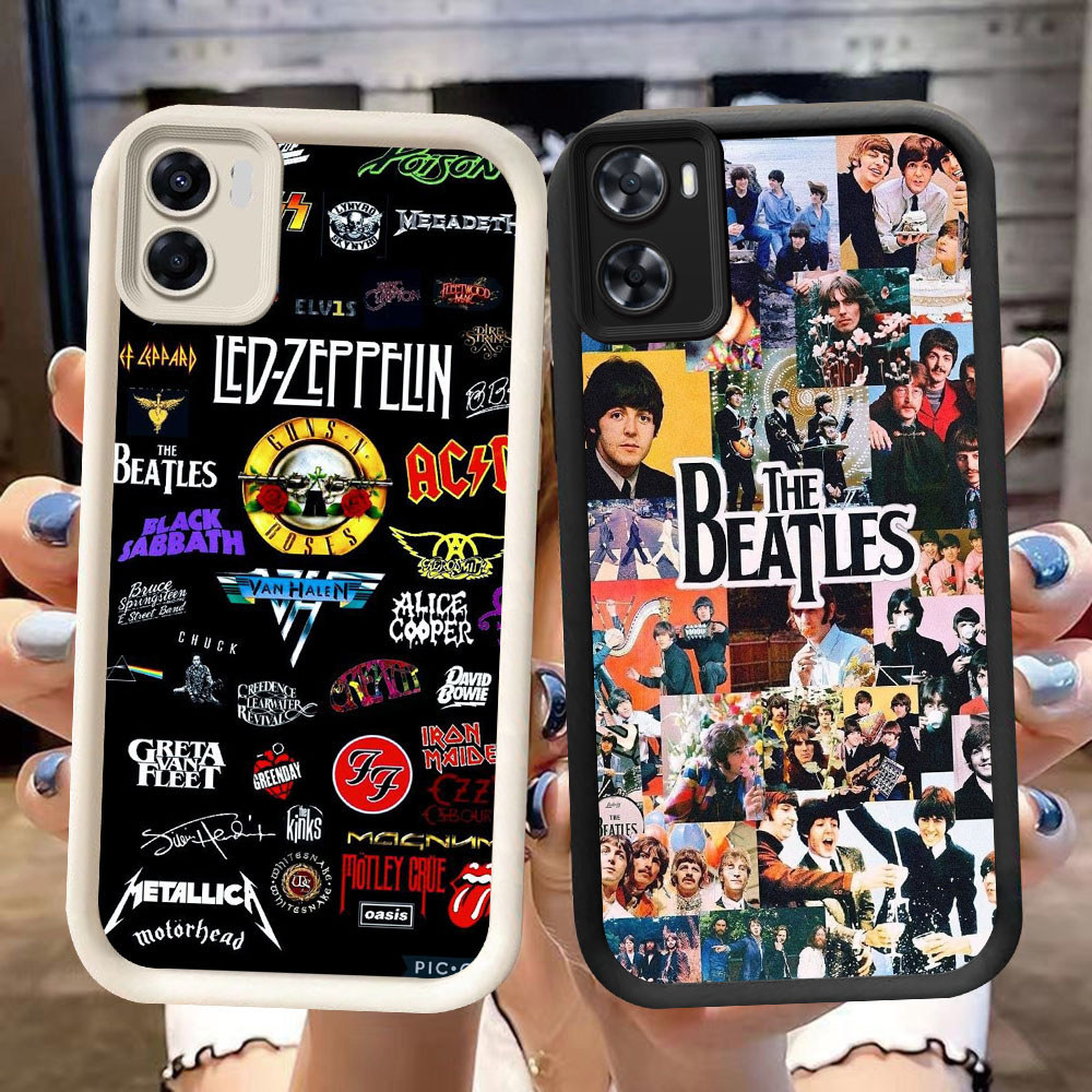 DJ-10 BEATLES ROCK BAND ปลอกซิลิโคนสีดําและสีขาวสําหรับ OPPO Realme A36 A57s A76 C33 9i A77s A57 A96