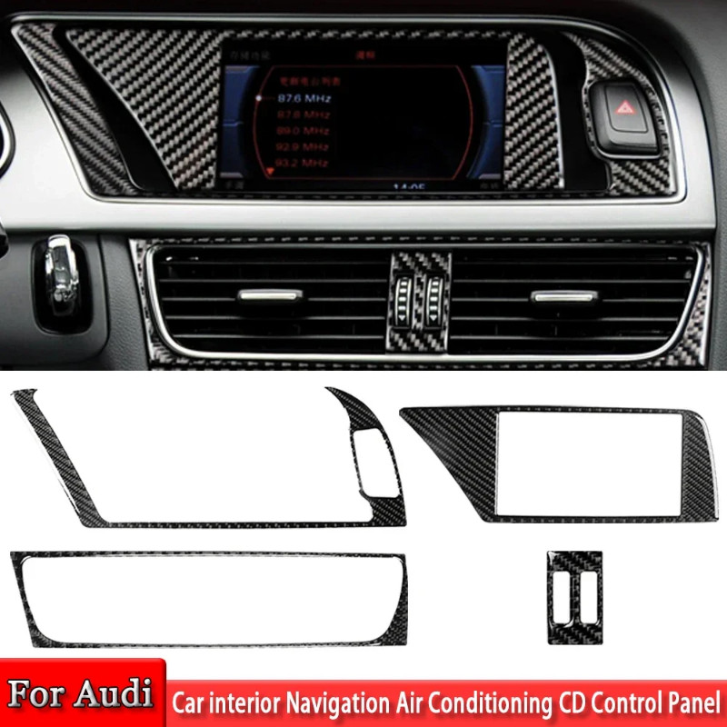 For Audi A4 A5 B8 Q5 Car Interior Navigation Air Conditioning CD Control Panel LHD RHD True Carbon