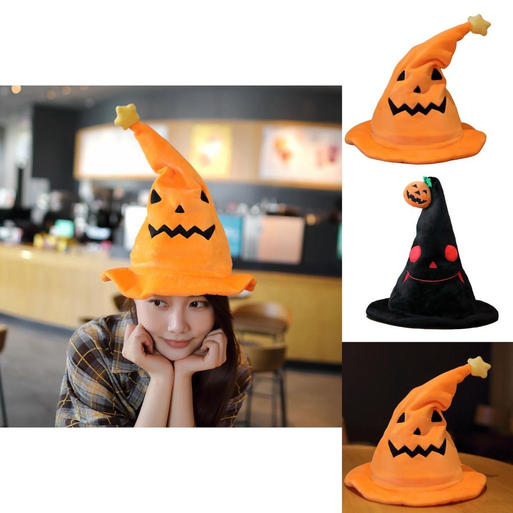 ฮาโลวีนฟักทองไฟฟ้าเอลฟ์หมวกผีเทศกาลพรรคเครื่องแต่งกายของเล่นตุ๊กตาสีเหลือง 303040ซม. สีดํา 303040ซม.