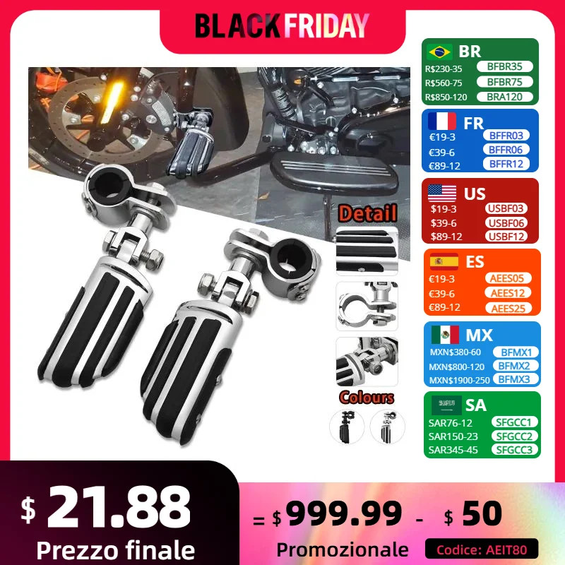 1-1/4" 32mm Adjustable Highway Pegs For Harley Sportster XL Dyna Softail Motorbike Footpeg Engine G