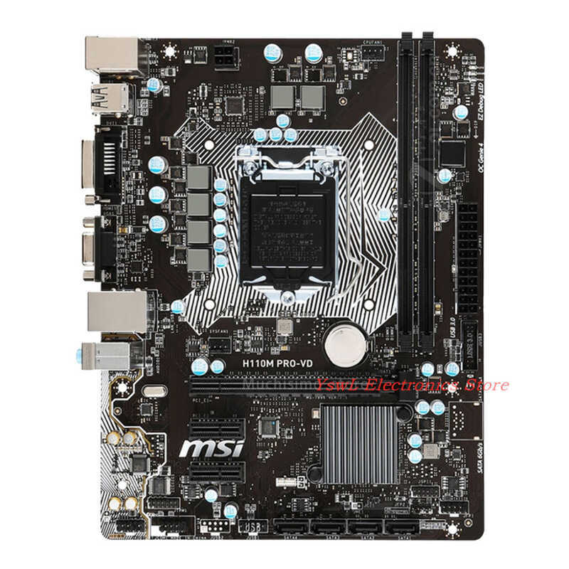 LGA 1151 MSI H110M PRO-VD เมนบอร์ด DDR4 รองรับ Intel 6th-Gen i7 i5 i3 CPU 32GB PCI-E 3.0 USB3.0 SATA