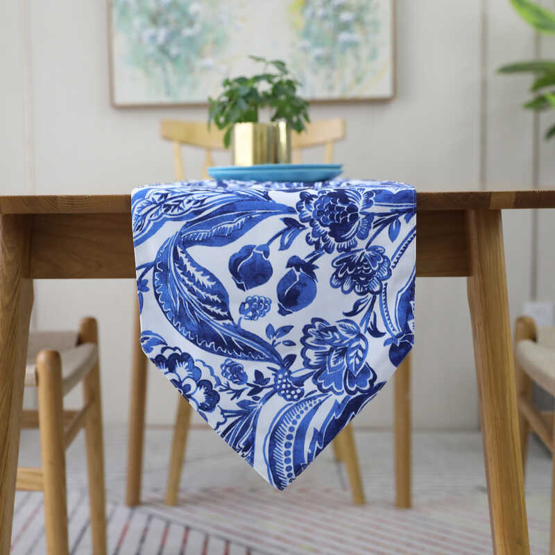 Blue Soft American Country Neoclassical Small Fresh Table Cloth Coffee Table Cloth Table Runner Peri