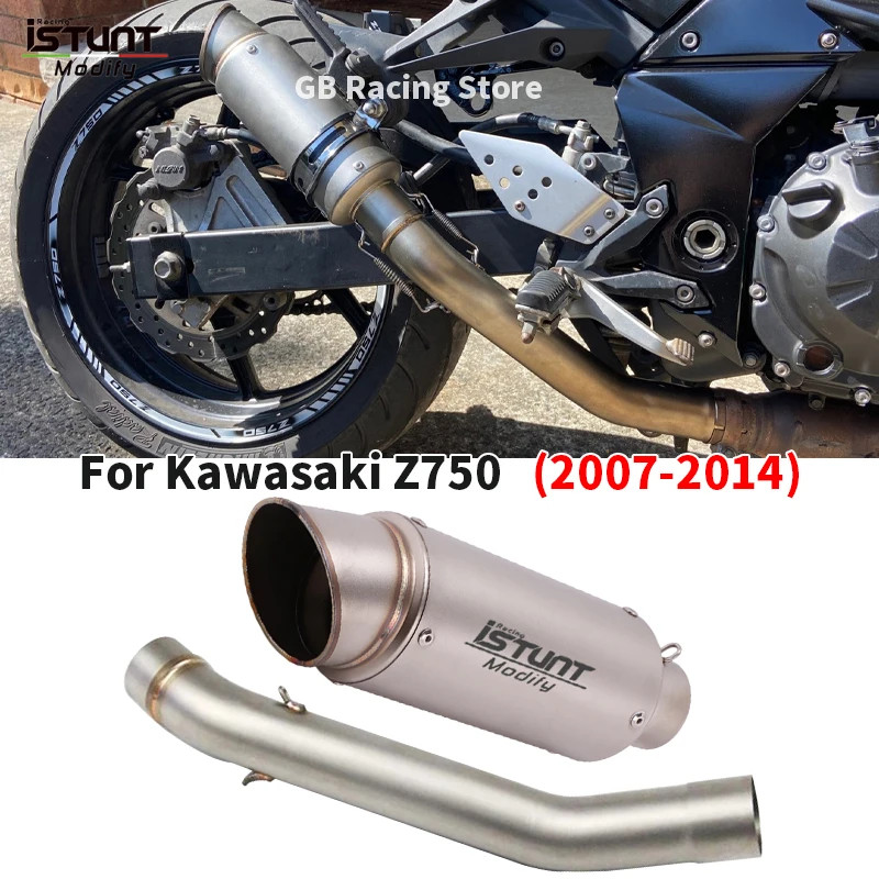 Slip on for Kawasaki Z750 Z 750 2004 - 2008 Motorcycle Exhaust Modified Muffler Mid Link Connect pi