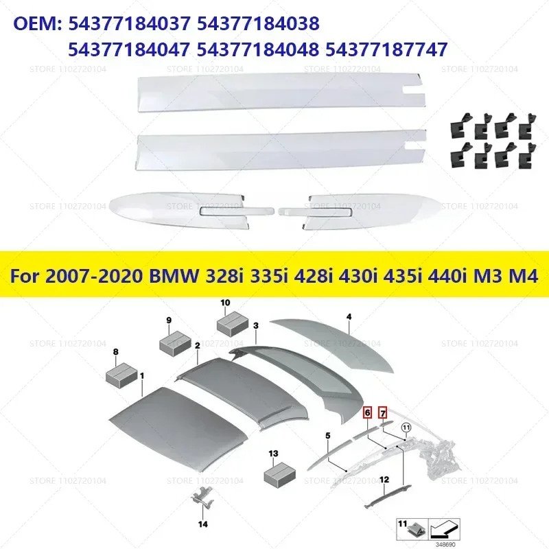 For 2007-2020 BMW 328i 335i 428i 430i 435i 440i M3 M4 Convertible Roof Top Hinge Cover 54377184037