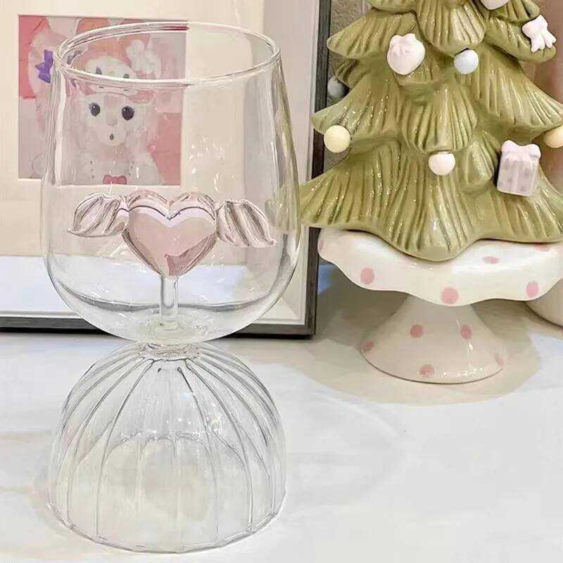 C 350Ml Creative Cocail Glass Goblet Pink Love Red Wine Glass Goblet Drinking Cup Wedding Party Bar