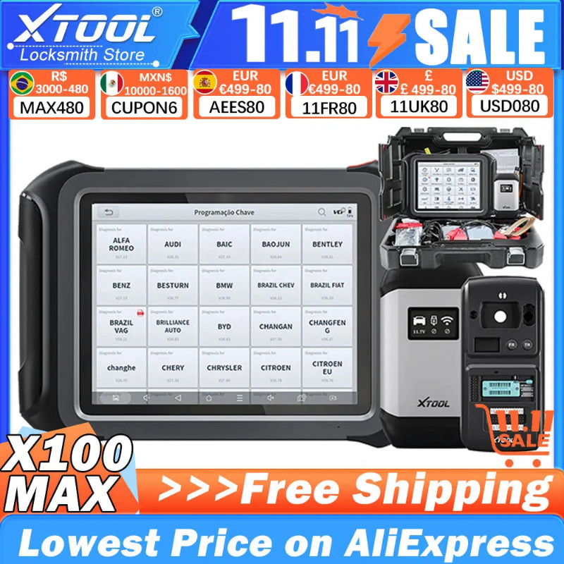 XTOOL X100MAX Key Programmer ECU Programming Scanner All System Diagnostic Tools 42+Reset Updated O