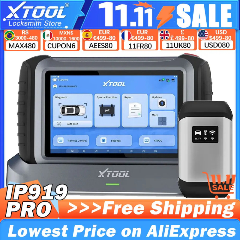 XTOOL Inplus IP919PRO Auto Car Diagnostic Tools ECU Coding Key Programming Scanner 42+ Services FCA