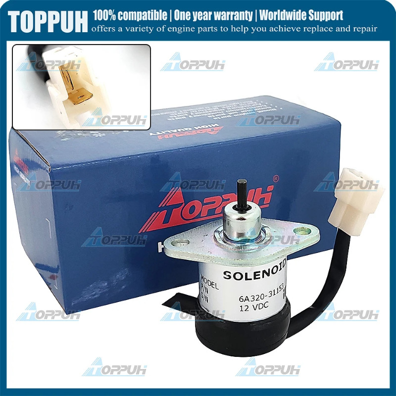 6A320-31153 Stop Solenoid 12V 6A320-31153 For Kubota Tractor F2680E F2690 F2690E F3080 F3680 6A320-