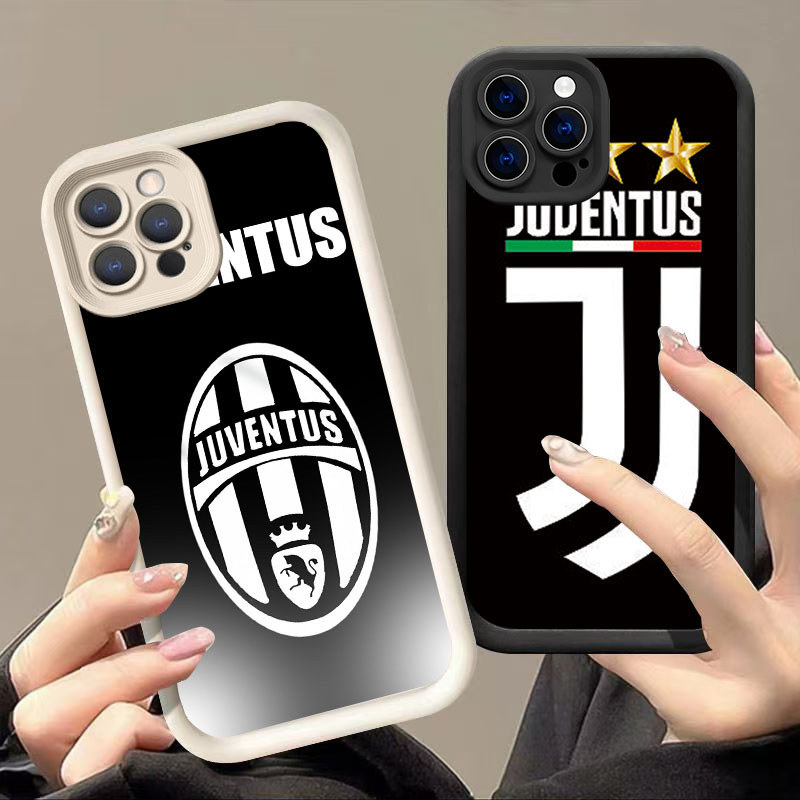 DK-68 JUVENTUS Silicone Casing สีดําและสีขาว สําหรับ iPhone 14 15 Pro Max