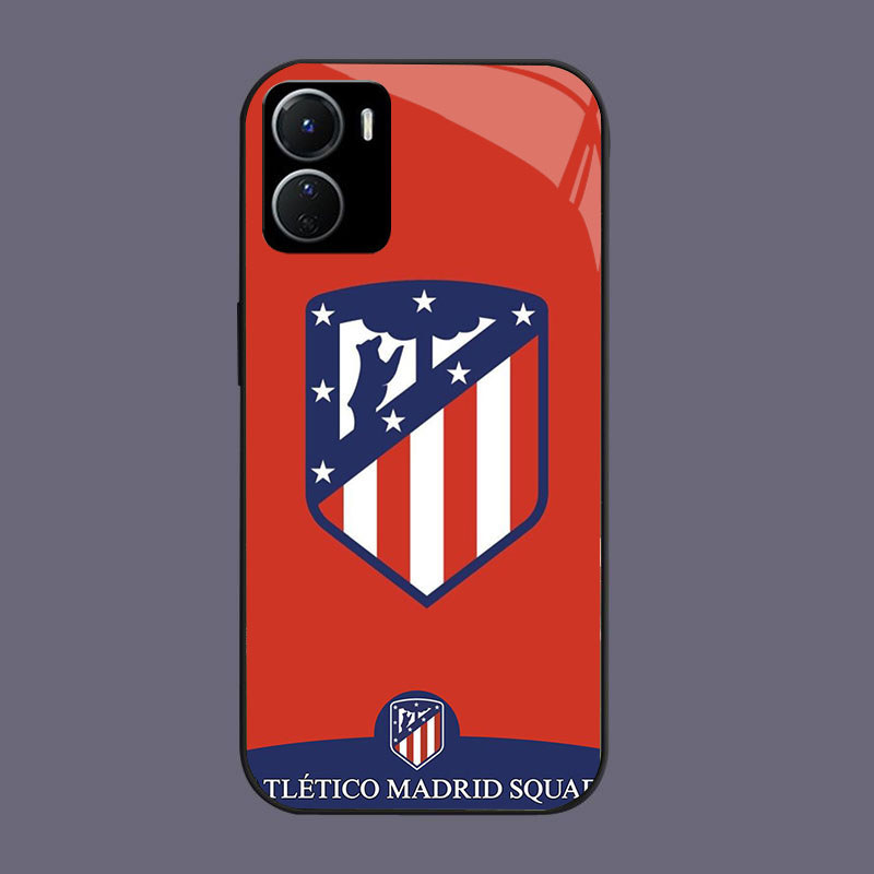 DJ-7 Atletico madrid Casing GLASS soft frame สีดํา VIVO iQOO Y16 Z9X Y17S Y15S Y15A Y56 Y36i Y01 Y36