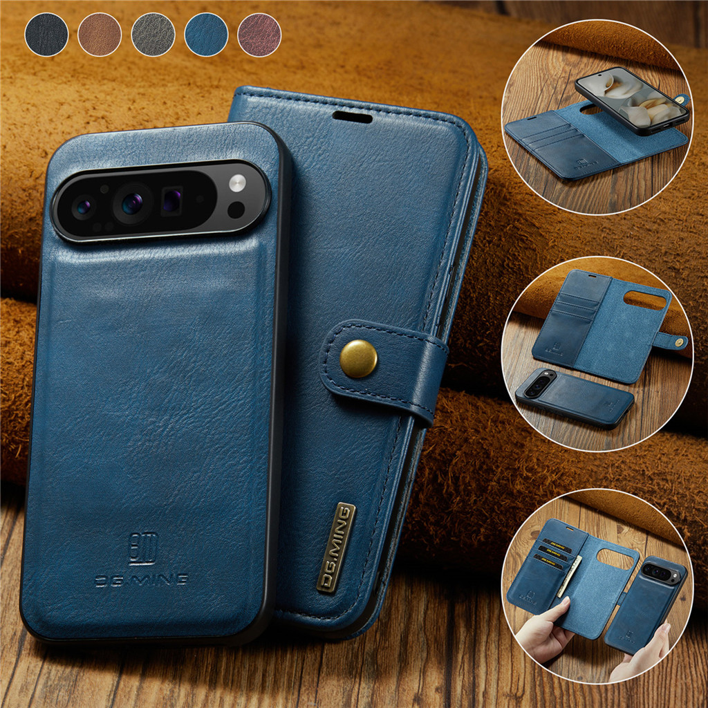 เคสสําหรับ Google Pixel 10 10Pro 10ProXL ⭐Cattlehide Flip Wallet Bracket Magnetic Split Leather Phon