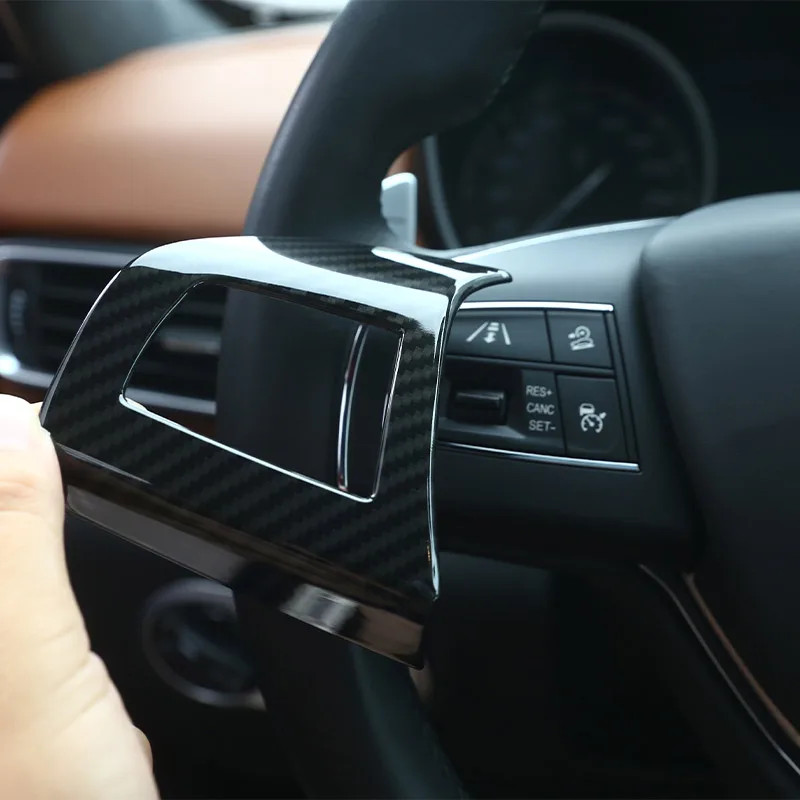 For Maserati Levante Ghibli Quattroporte ABS Carbon fiber Style Steering Wheel Button Frame Decorat