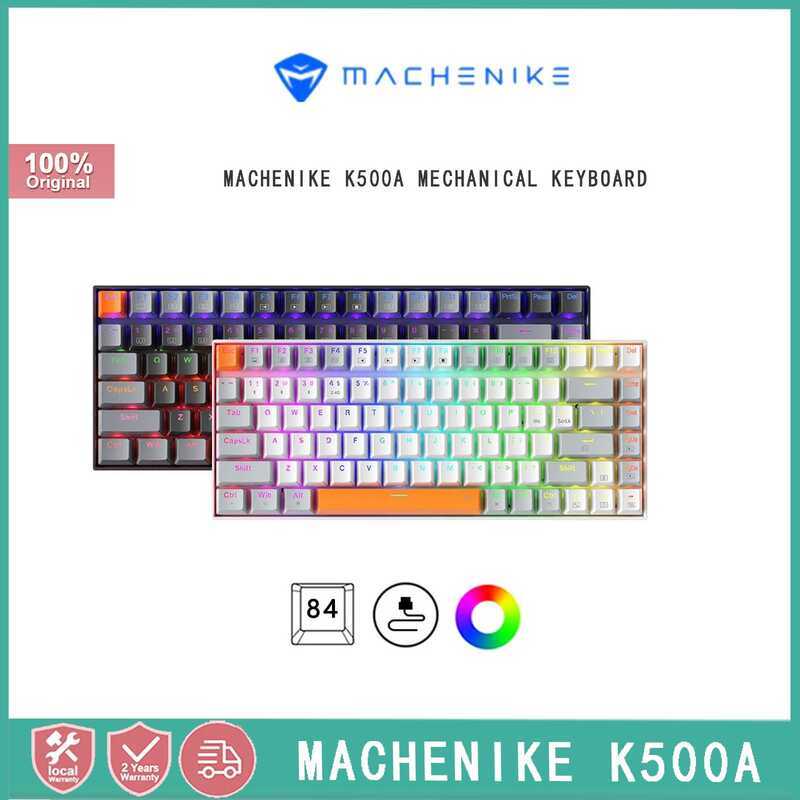 คีย์บอร์ดแบบกลไก Machenike K500A พร้อมสาย คีย์บอร์ดแบบถอดเปลี่ยนได้ สวิตช์สีแดงและสีน้ําตาล 84 คีย์ 