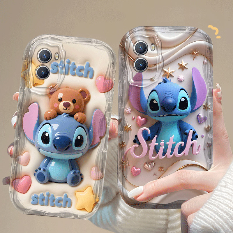ปลอกสําหรับOPPO A57 A77S A76 A36 A77 A74 A95 Narzo 50 45Gแฟชั่นหรูหราน่ารักStitchการ์ตูน 2Dซิลิโคนอ่
