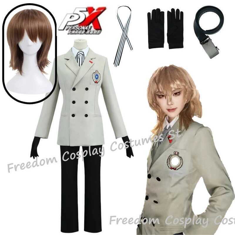 C Anime Game Goro Akechi Cosplay Costume School Uniform Suits Halloween Party Role Play Clothing Fu