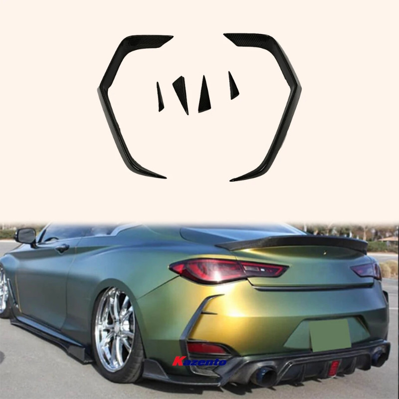 For Infiniti Q60 Q60S Carbon Fiber Rear Bumper Air Fender Vent Fins Aero Flicks