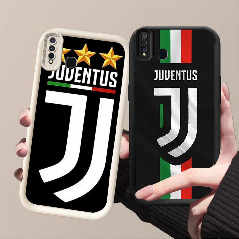 DJ-26 Juventus FC ปลอกซิลิโคนสีดําและสีขาวสําหรับ VIVO Z1 Y30 Y12 Y19 V15 Y50 Y17 Y15 Pro