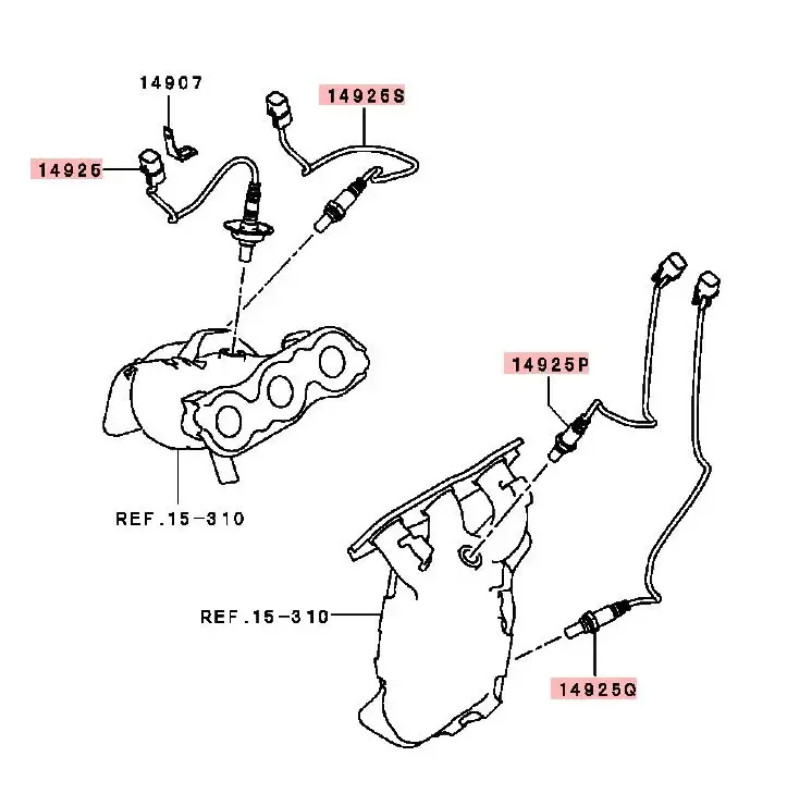 4PCS 14925  Engine Control Oxygen Sensor for Mitsubishi Outlander CW6W GF4W 1588A081 1588A148 1588A