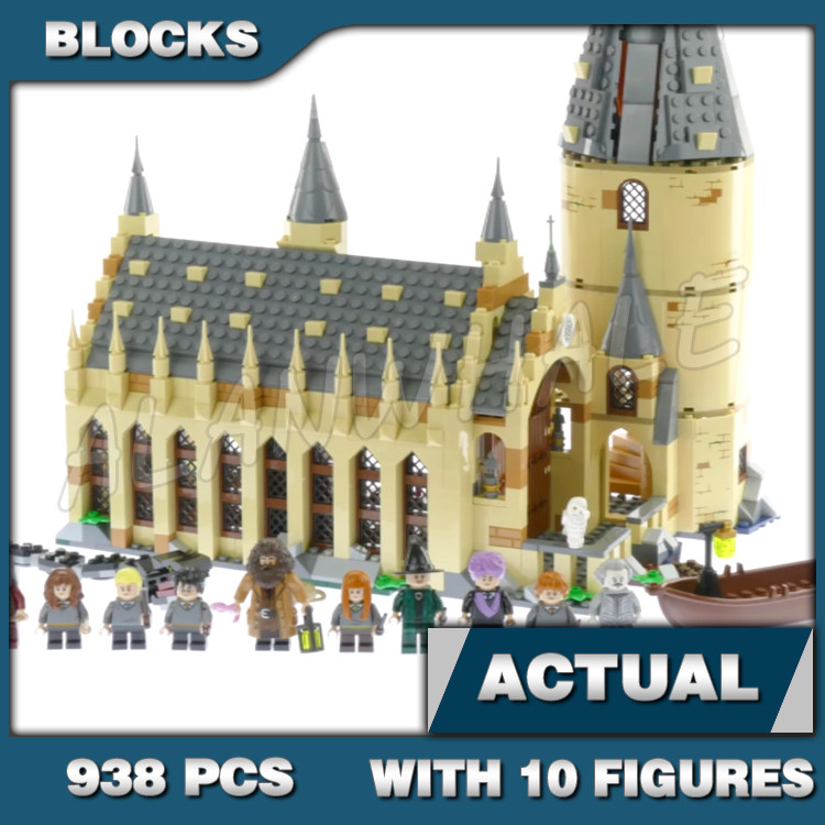 938pcs Harry Potter Magical Wizards Hogwarts Great Hall 4 ชั้น Tower Caslte 11007 Building Blocks ขอ