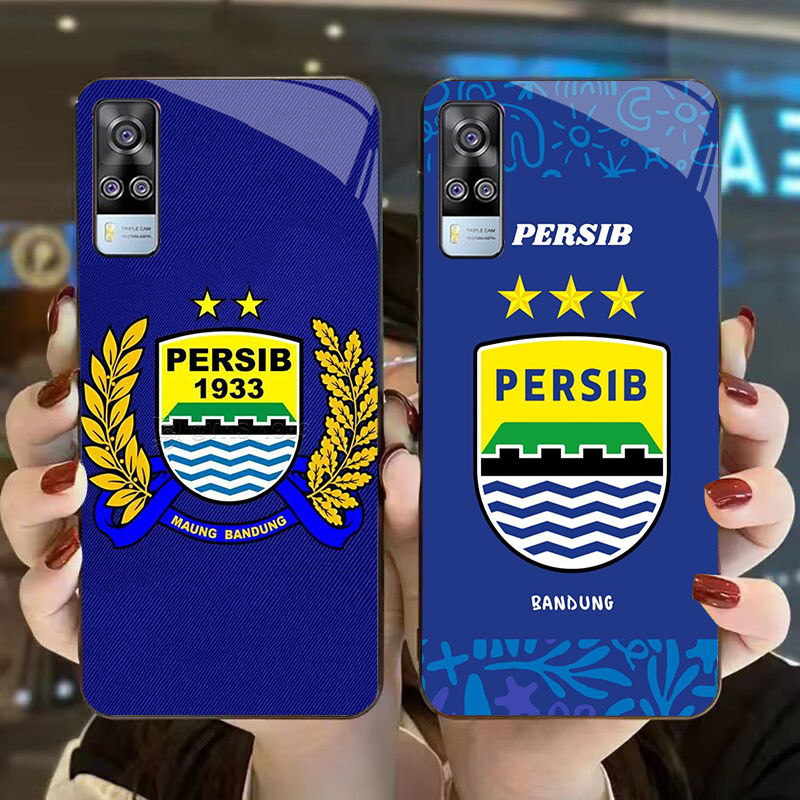 DJ-4 AING PERSIB ฟุตบอล club Casing GLASS soft frame สีดํา VIVO V21E Y52 Y53S V21 Y31 Y51 V20 V21S 2