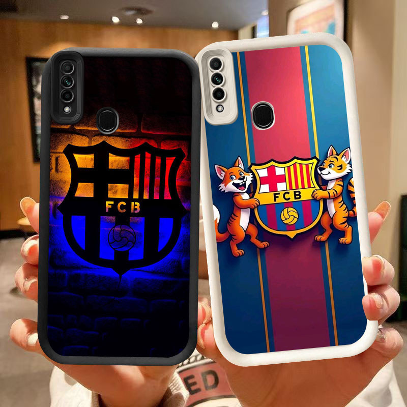 DK-62 FC Barcelona โลโก้ซิลิโคนปลอกสีดําและสีขาวสําหรับ OPPO Realme Narzo Reno F15 10A A31 20A 3 A91