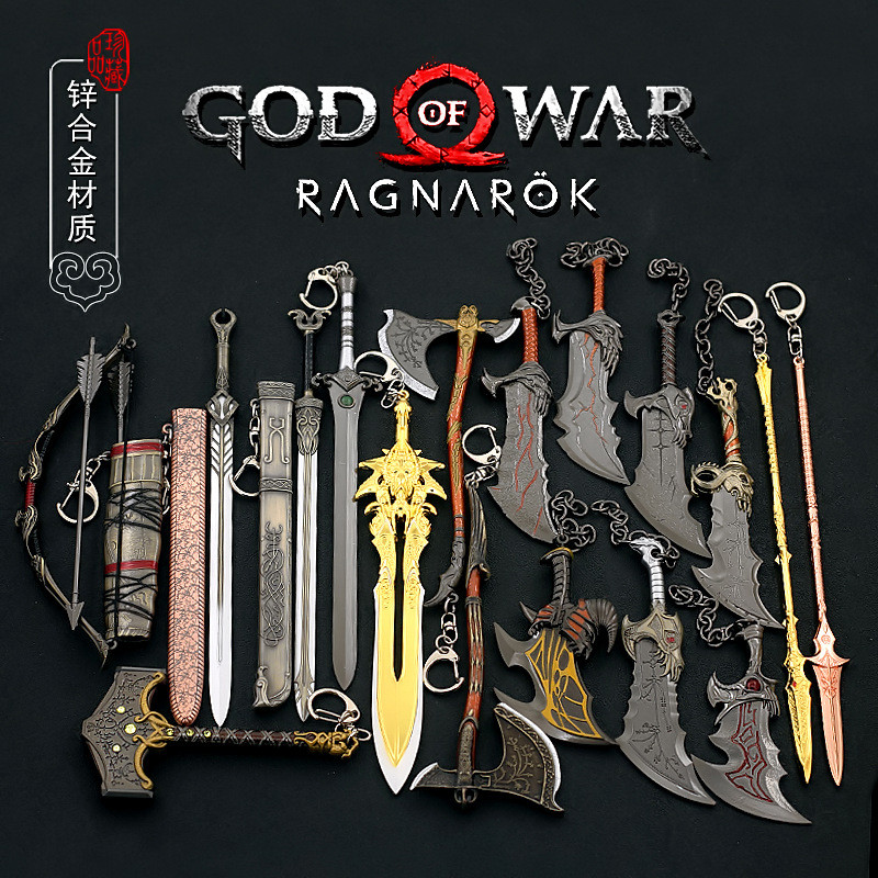 อุปกรณ์ต่อพ่วงเกม God of War Kratos Blade of Chaos Zeus Sword of Olympus โมเดลอาวุธโลหะเต็มรูปแบบ
