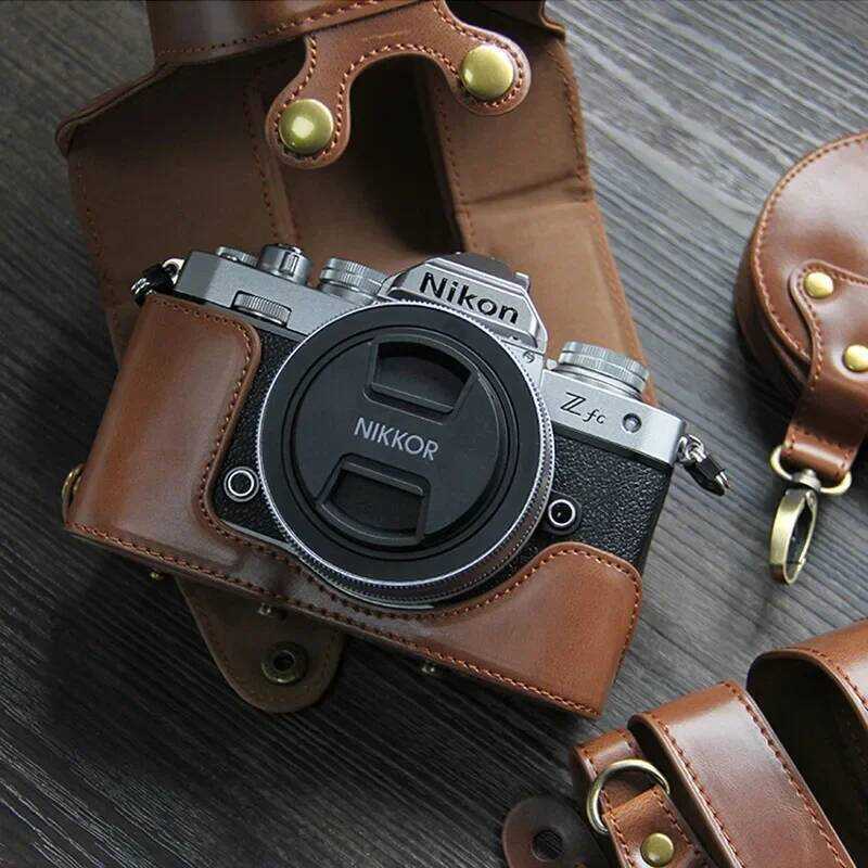 ▥ หรูหราหนังpu Nikon Zfcกระเป๋ากล้องสําหรับnikon ZFC Z-Fcเปิดสายแบตเตอรี่มินิกรณี