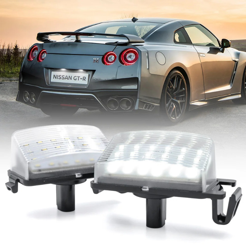 2pcs LED License Number Plate Lights For Nissan Versa 4D 5D Livina GTR R35 Cube 350Z 370Z Z12 370Z