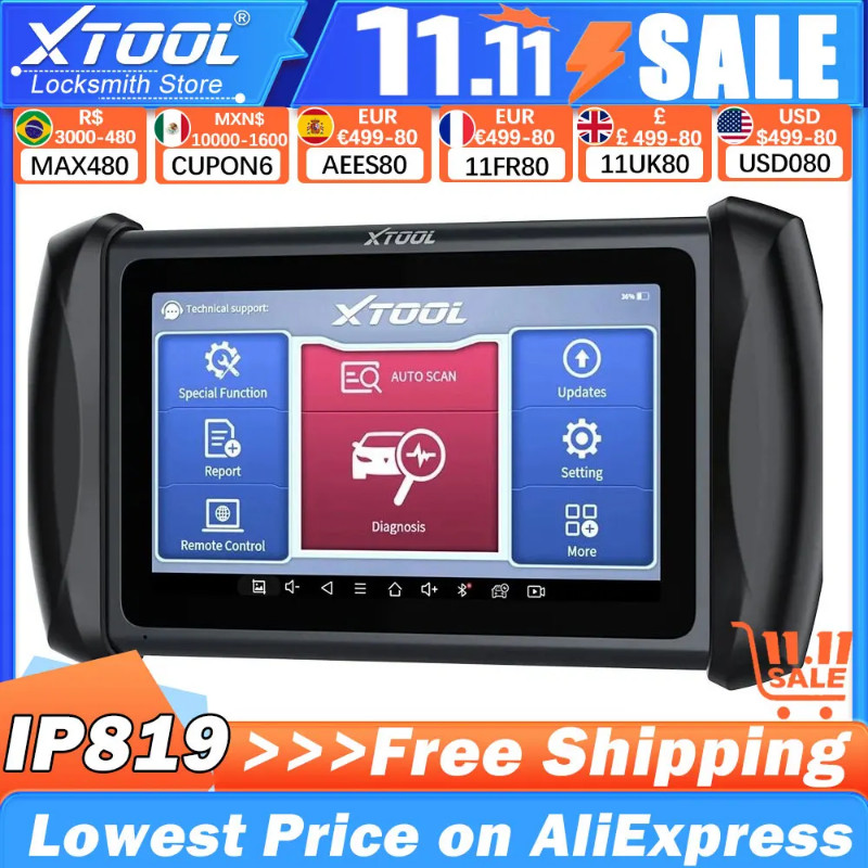 XTOOL InPlus IP819 Automotive Diagnostic Tools ECU Coding VAG Guided Bidirectional OBD2 All System