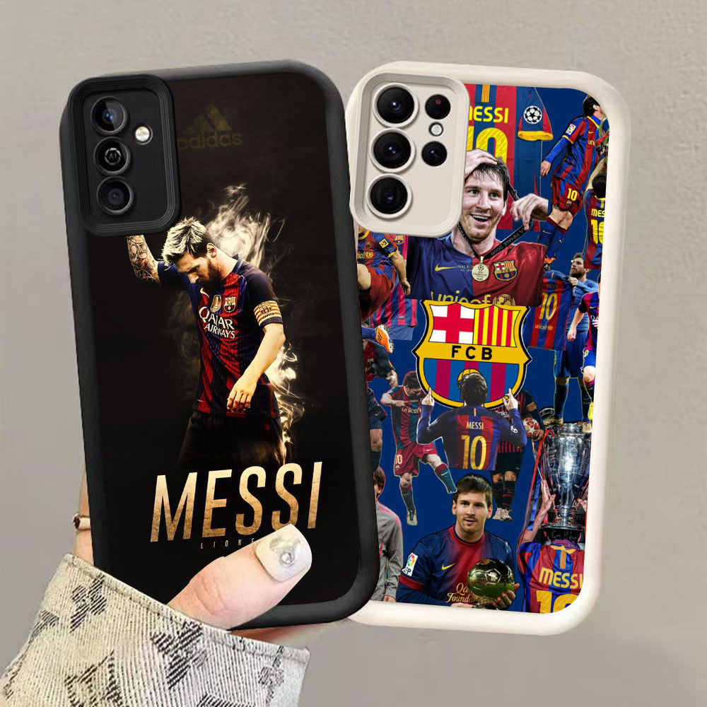 HK-58 Football star Messi ปลอกกันกระแทกสําหรับซิลิโคนสีดําและสีขาว Samsung S24 A26 A54 S21 FE M15 S2