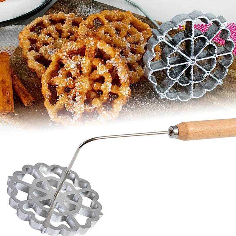 C Rosette Iron Mold Bunuelos Mold Rosette Maker Rosette Cookie Bunuelo Tool Aluminium Cast Waffle M