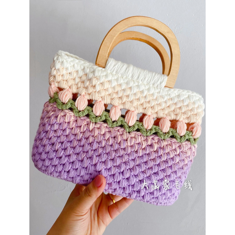 Milk cotton gradient tulip pure handmade woven bag handbag finished product