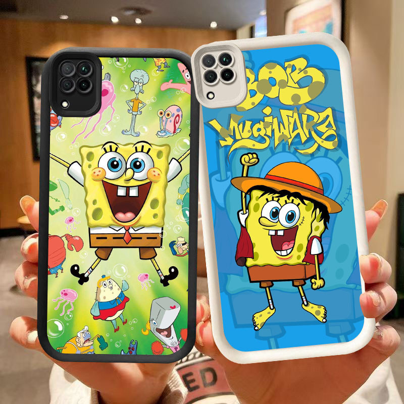 DJ-47 spongebob Silicone Casing สีดําและสีขาว สําหรับ Samsung A12 A22 5G