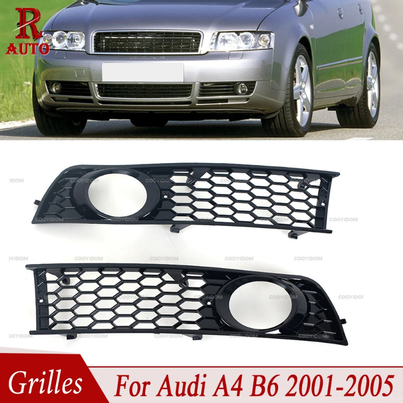 R-AUTO 8E0807681 8E0807682Front Bumper Side Fog Light Grill Mesh Grille Honeycomb Hex For Audi A4 B