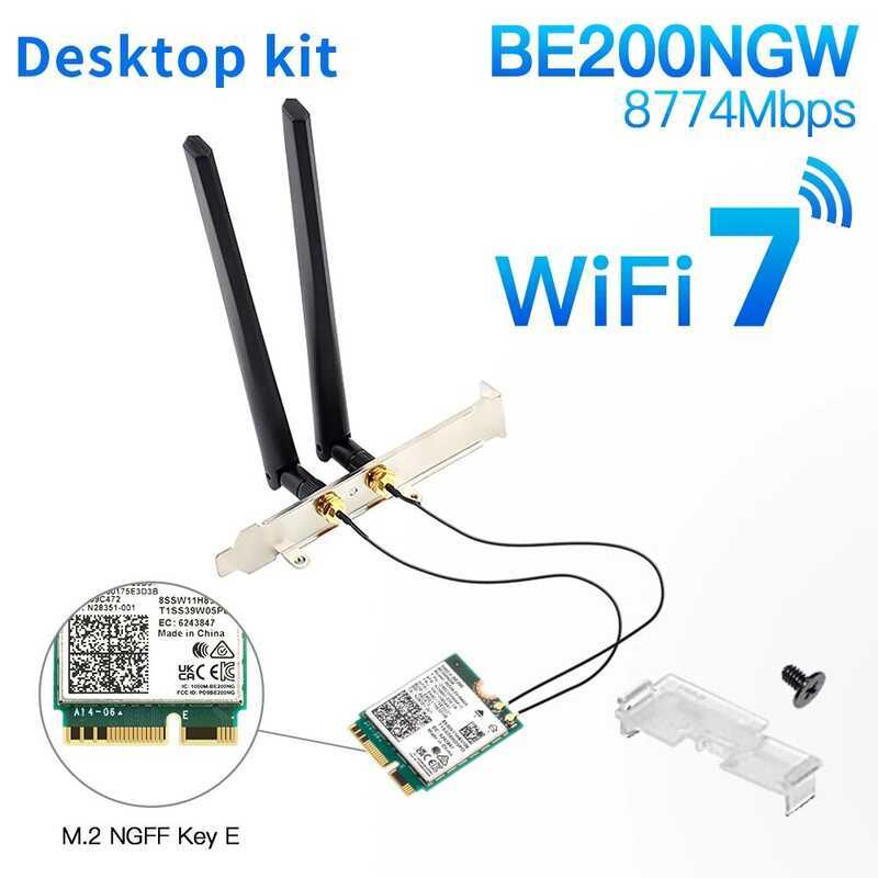 WiFi sh สําหรับ Intel BE200 M.2 บลูทูธ 5.4 BE200NGW 2.ch/5/6GHz อะแดปเตอร์ไร้สายการ์ดเครือข่ายพร้อมเ
