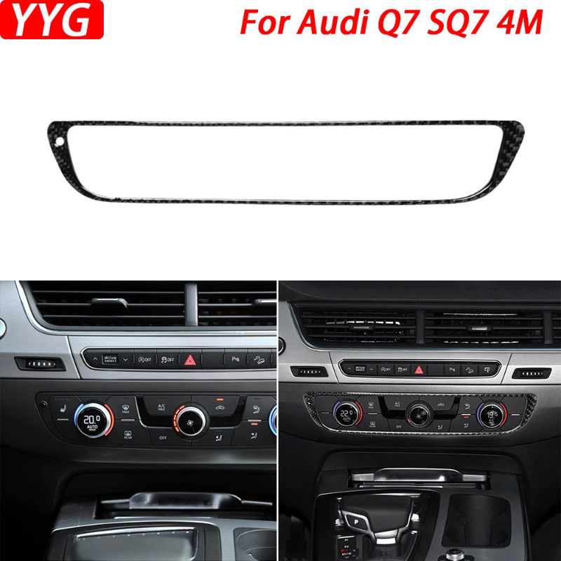 For Audi Q7 SQ7 4M 2016-2019 Carbon Fiber Center Control Air Conditioning Knob Panel Trim Strip Car