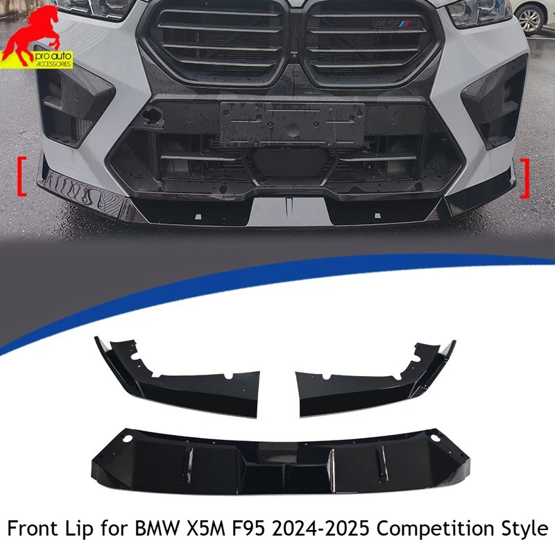 Front Lip Bumper Diffuser for BMW X5M F95 2024-2025 Competition Style 3-Piece ABS Replacement Split