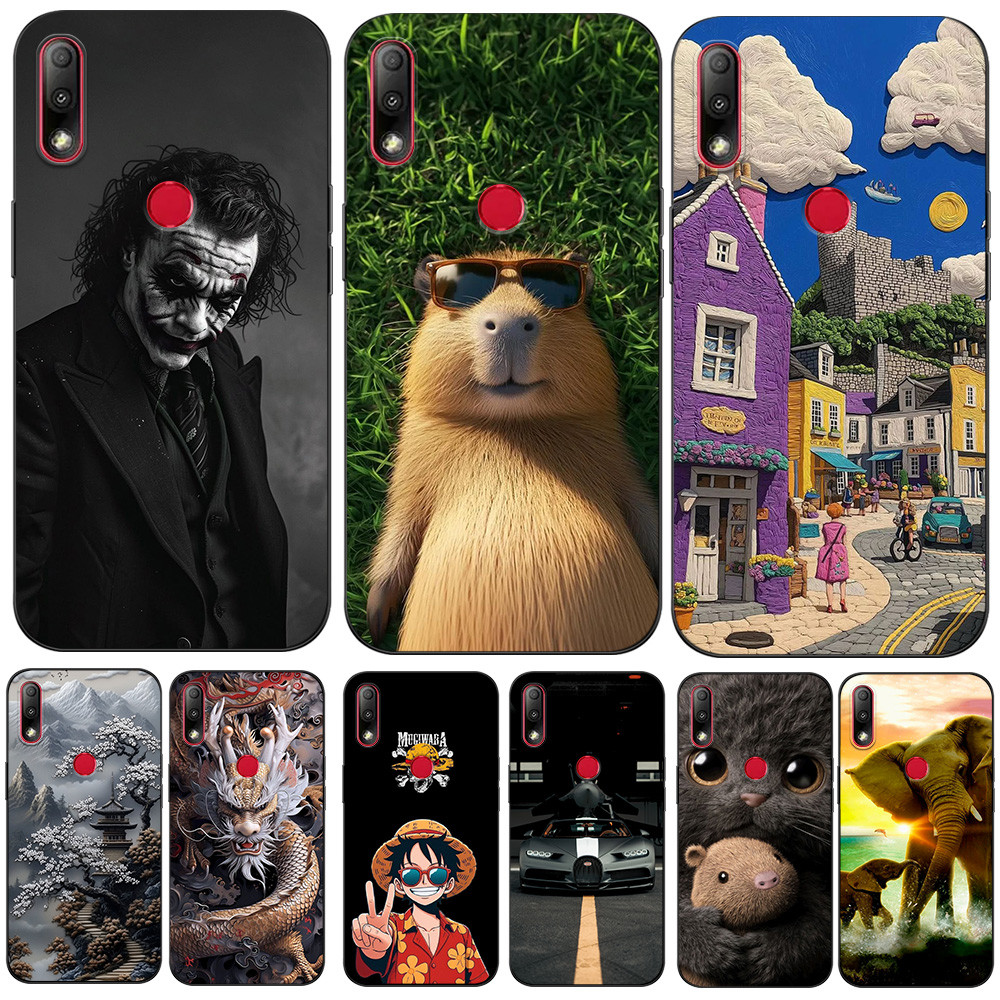 สําหรับ ASUS Zenfone max ZB634KL เคสโทรศัพท์ฝาหลังซิลิคอนสีดํา Tpu แมวน่ารักรถตลก