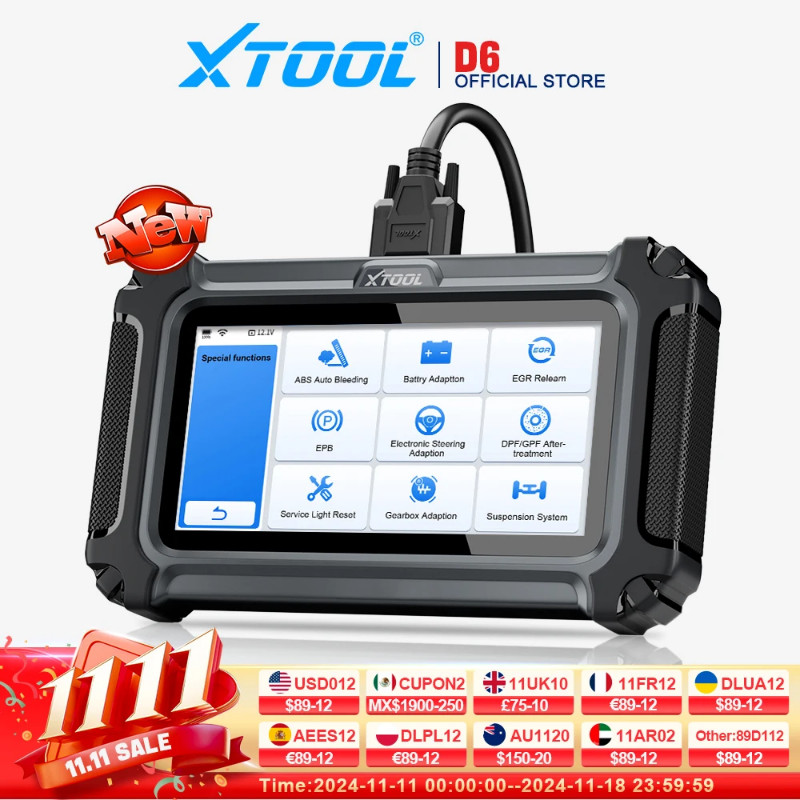 XTOOL D6 Car Diagnostic Scanner All System Automotive scanner For All Car 15+ Services Lifetime Fre