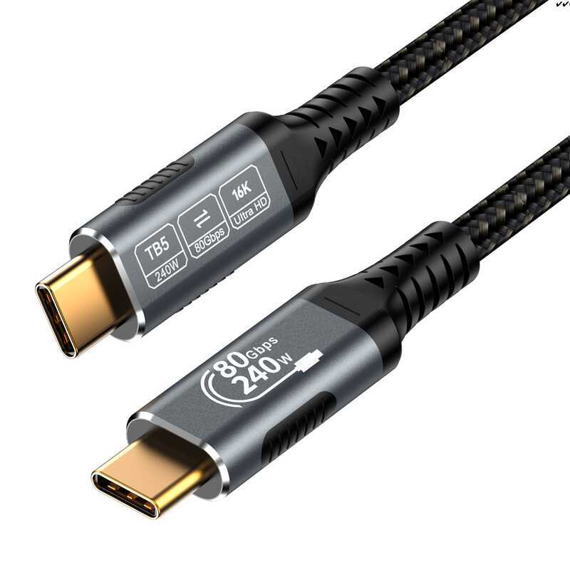 ดี▪16K Thunderbolt 5 80Gbps USB 4.0 Type-C Extension 240W Fast Charging Video Cable Super Speed Data