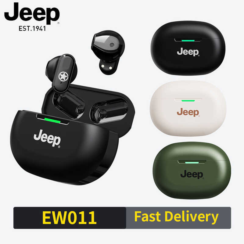 Jeep EW011 TWS หูฟังไร้สายบลูทูธหูฟัง 5.3 เบสกันน้ํากีฬาเพลงชุดหูฟังพร้อมไมโครโฟนหูฟังสําหรับ IOS An