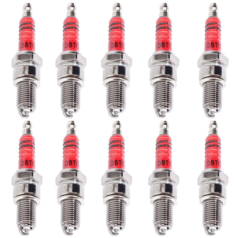 10Pcs Spark Plug D8TC D8EA DR8EA 125cc 150cc 200cc 250cc CG125 CF250 CH250 ATV GY6 Quad Scooters Pi