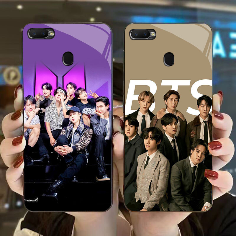 DK-69 เพลงเกาหลี BOYS Casing GLASS soft frame สีดํา OPPO Realme F5 F9 F7 A5S A7 A11K A12S 2 A12 Pro
